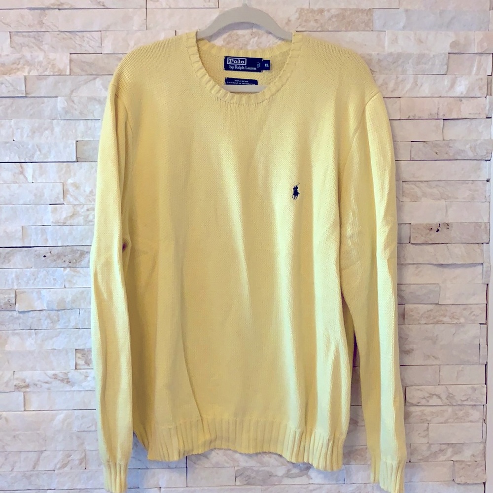 Pastel yellow Polo by Ralph Lauren Sweater 100% cotton knit - Men’s XL